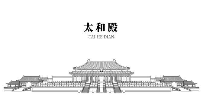 太和殿矢量線稿圖
