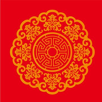 红色中式花纹图案