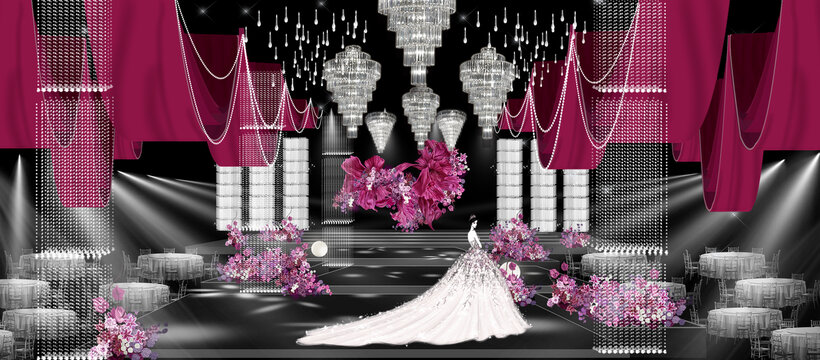 玫紫色小众婚礼设计