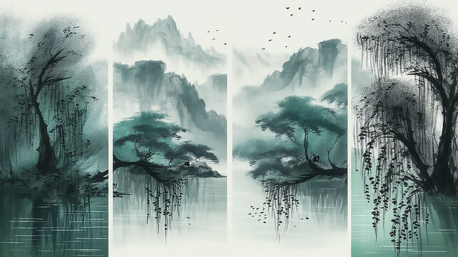 水墨山水装饰画