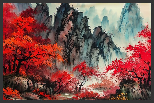 山水水墨画