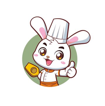 卡通可愛(ài)小兔烘焙師半身