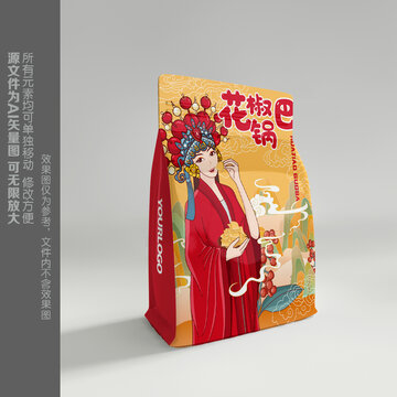 國(guó)潮京劇人物花椒鍋巴包裝