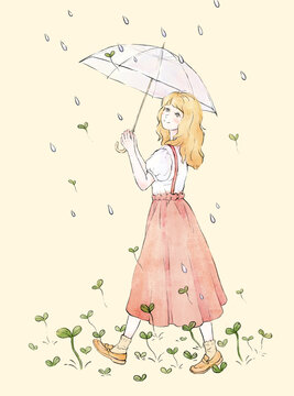 清新唯美女孩插畫