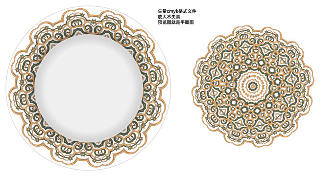 盘子餐盘花面图案