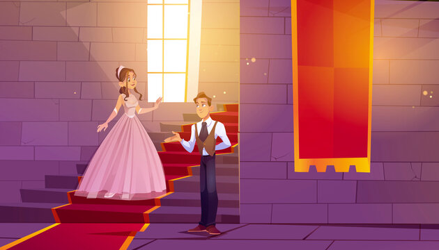 中世纪城堡楼梯间 王子邀请公主插图