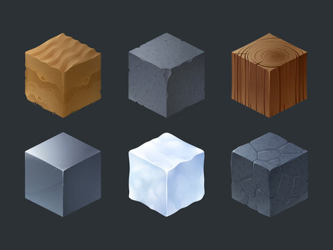 不同材质的立方体插图素材