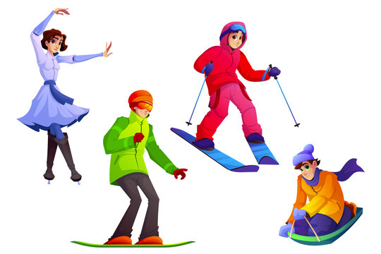冬季滑雪及溜冰活动 人物素材集合