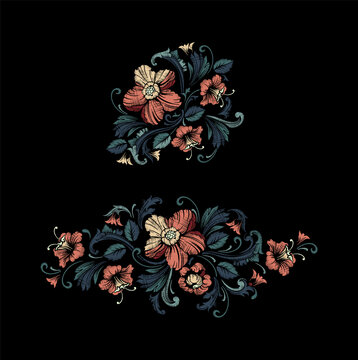 巴洛克有機(jī)花朵設(shè)計(jì)插圖
