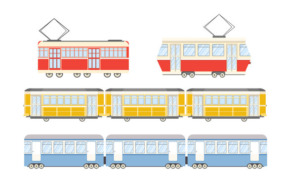 卡通城市电车素材 平面插图