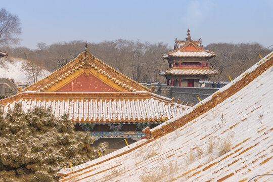 冬天雪后的沈阳清昭陵