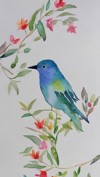花鳥水彩寫意