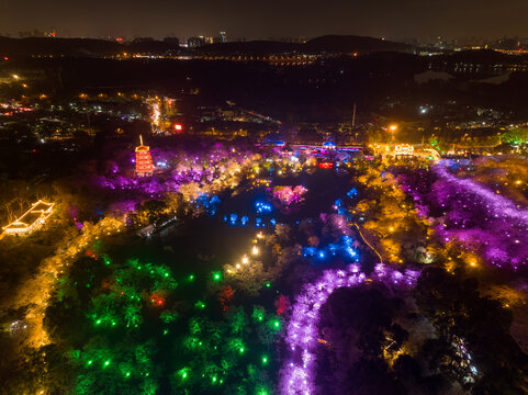 武汉东湖磨山樱花园夜景风光