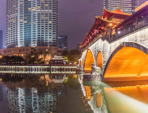 中国四川成都九眼桥灯光夜景