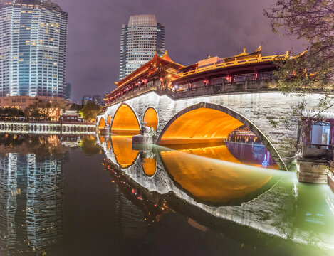 中国四川成都九眼桥灯光夜景