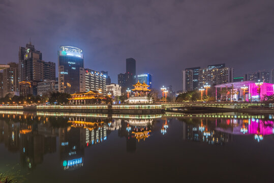 中国四川成都九眼桥灯光夜景