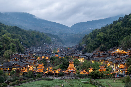 贵州肇兴侗寨夜景