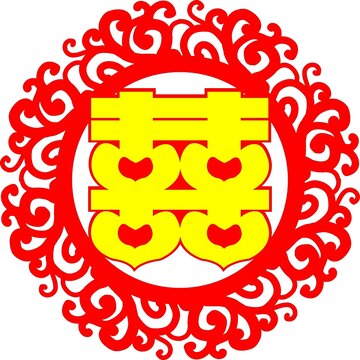 雙色喜字窗花