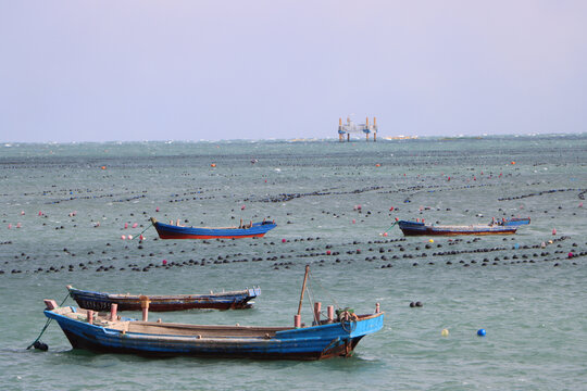 大海岛屿渔船渔民牧场