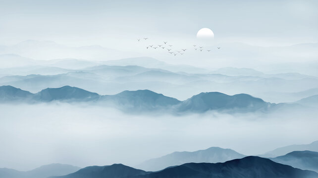 新中式水墨山水畫