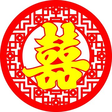 古典雙色金喜貼