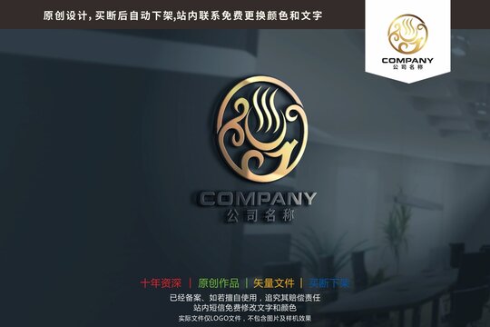 中式龙凤餐饮国风logo