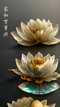 夢(mèng)幻浮雕荷花