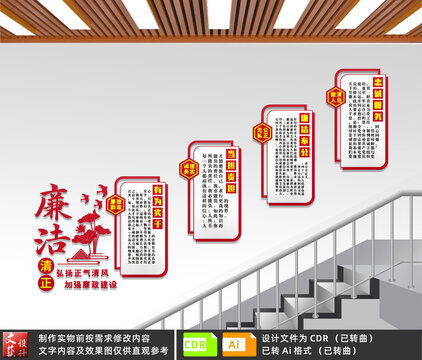 廉潔清正樓梯文化墻