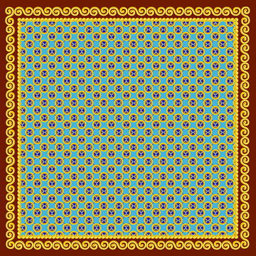 藍(lán)底方巾花