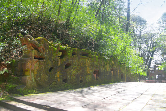 雅安蒙顶山文化墙龙墙浮雕