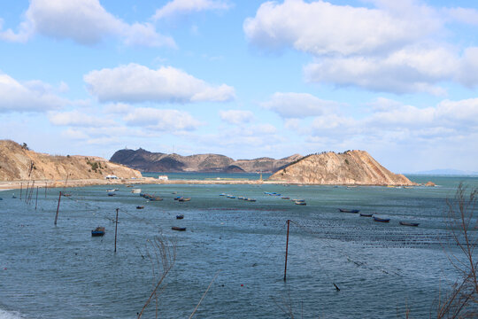 海洋岛屿海岛渔业养殖蓝天大海