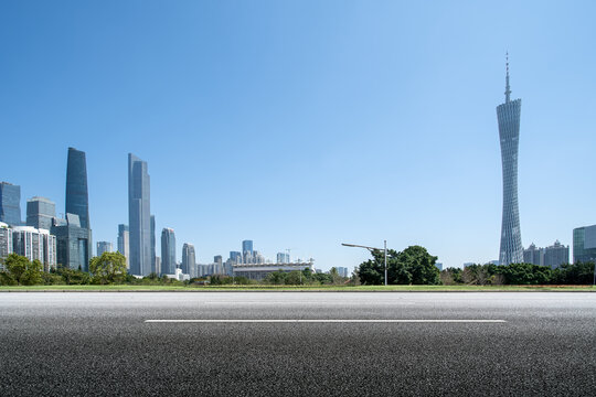 道路地面和城市风光