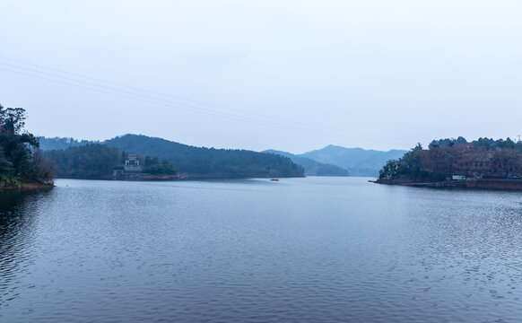 仁寿县黑龙滩水库风景