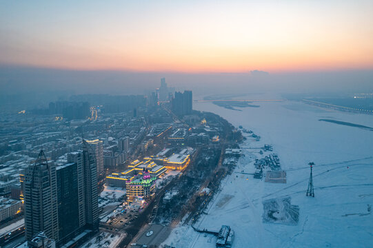 哈尔滨冬天城市风光