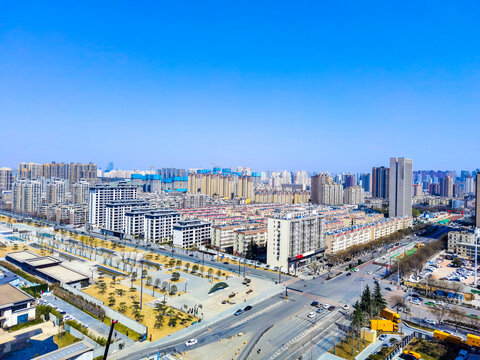 西安居民住宅区建筑群全景