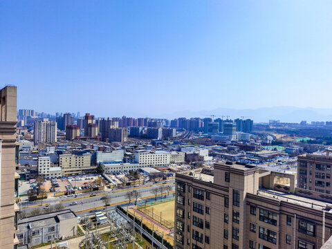 城市居民住宅区建筑群全景