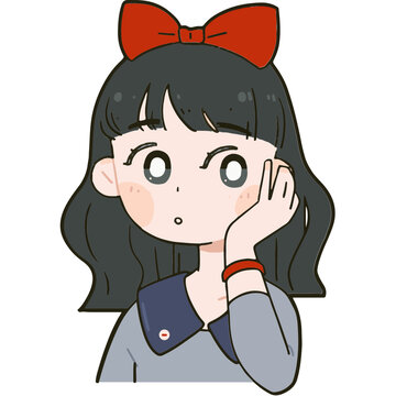 情侶甜蜜日常貼紙托腮女孩