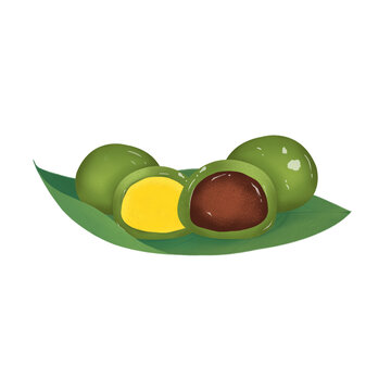 清明節(jié)青團(tuán)國潮美食寒食節(jié)插畫