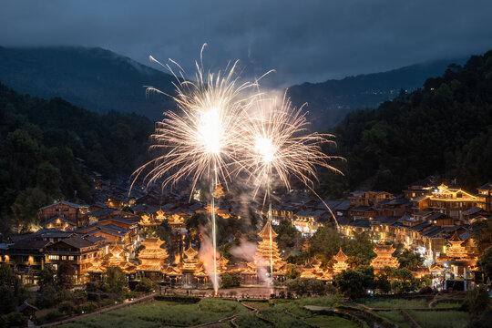 贵州肇兴侗寨夜景