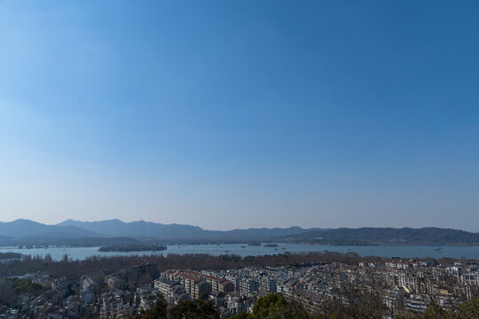 吴山城隍阁远眺西湖全景