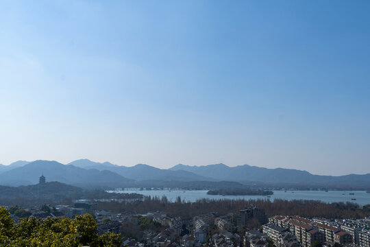 城隍阁远眺杭州西湖全景