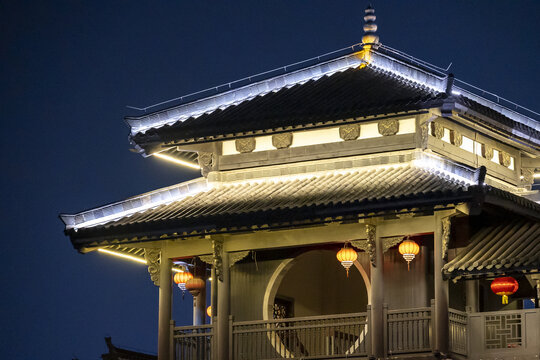 古镇古建筑夜景