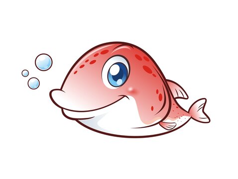 卡通可愛小紅魚吐泡泡