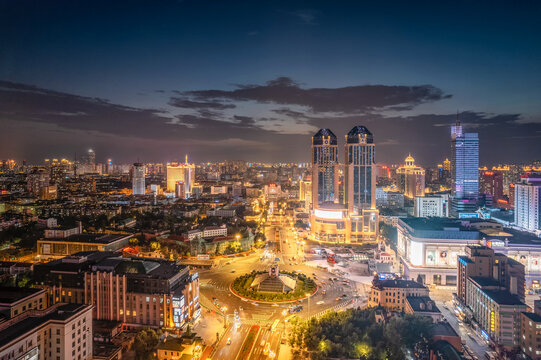 哈尔滨博物馆商圈城市夜景