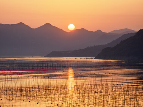 宁德市霞浦县东壁村落日