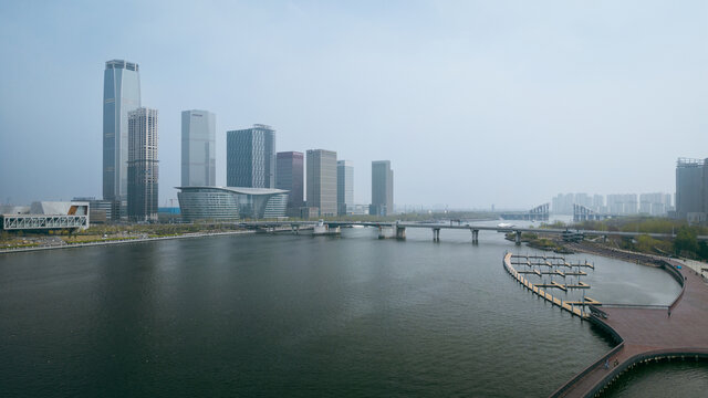 天津滨海新区于家堡金融区航拍