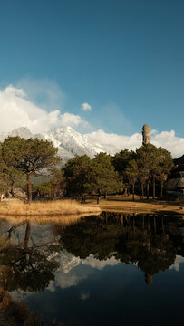 玉龙雪山景区山脚风光