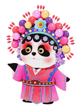 國(guó)潮風(fēng)京劇戲劇花旦熊貓