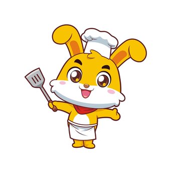 卡通可愛小兔廚師