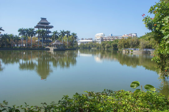 漳浦西湖公园水岸风景